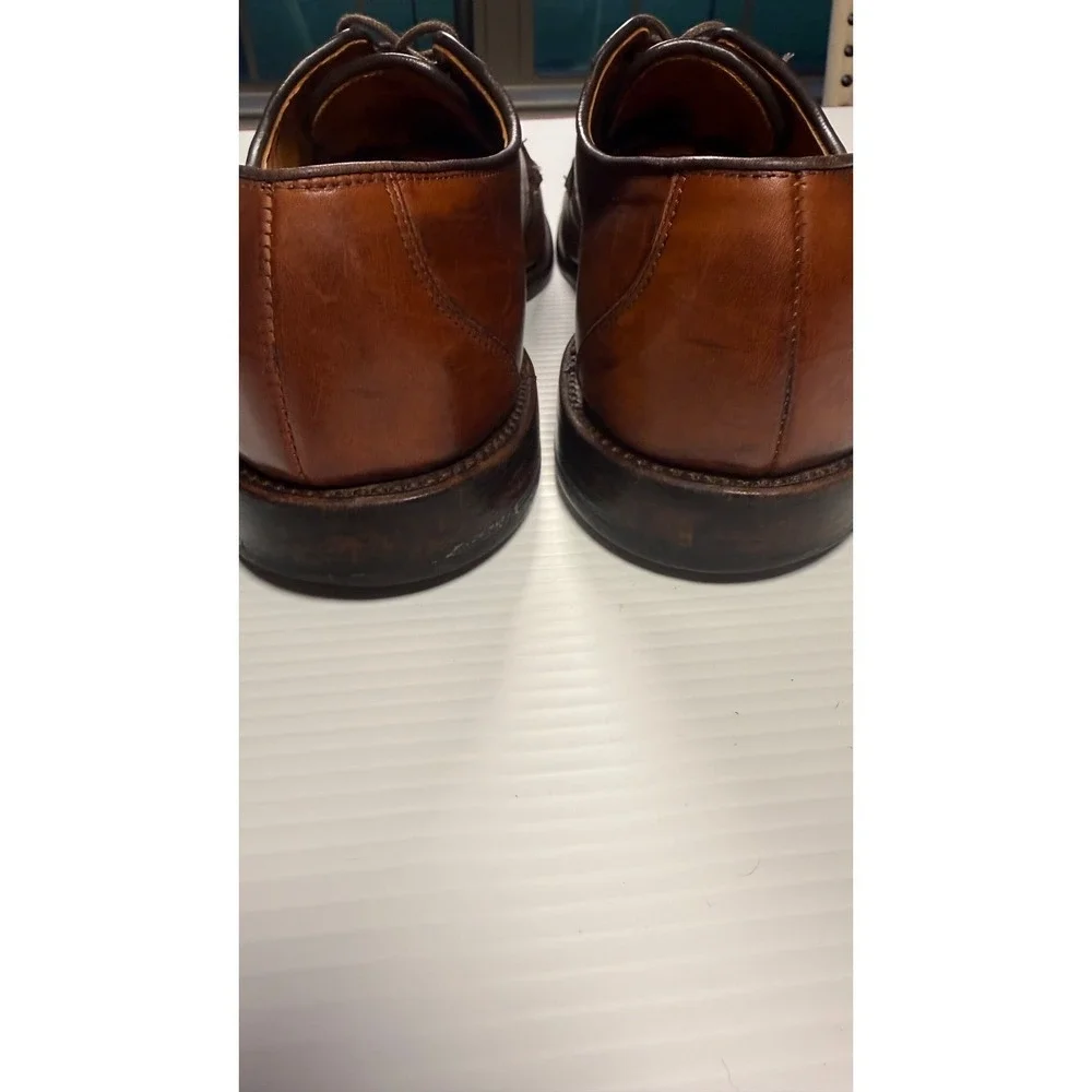 Allen Edmonds Hersey Mens 11.5 B Brown Woven Leather Apron Toe Derby USA